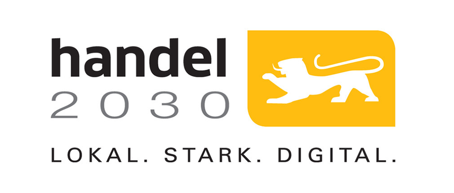 Logo Handel 2030 mit dem Claim "Lokal. Stark. Digital."