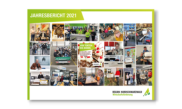 Titelseite des Jahresberichts 2021 der Wirtschaftsförderung Nordschwarzwald