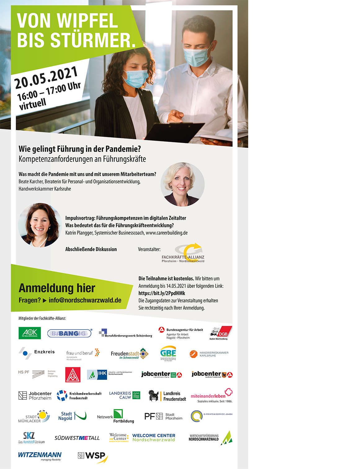 Flyer zur Veranstaltung "Wie gelingt Führung in der Pandemie? Kompetenzanforderungen an Führungskräfte"