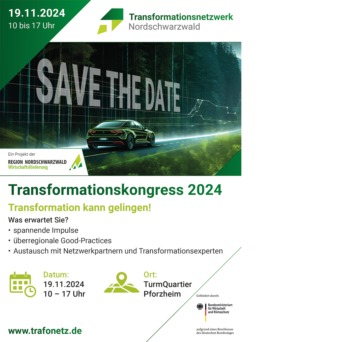 Flyer Save the Date TraFoNetz Nordschwarzwald Kongress