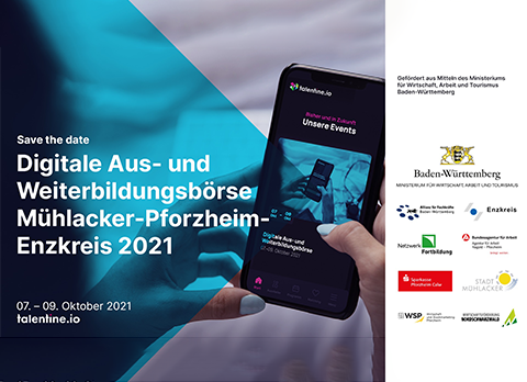 Flyer zur digitalen Aus- und Weiterbildungsbörse Mühlacker-Pforzheim-Enzkreis 2021